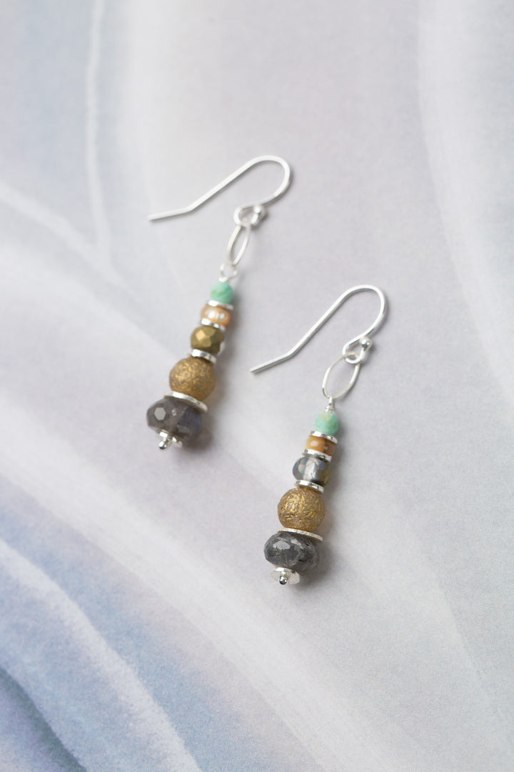 Mystic Stacked Labradorite Simple Earrings