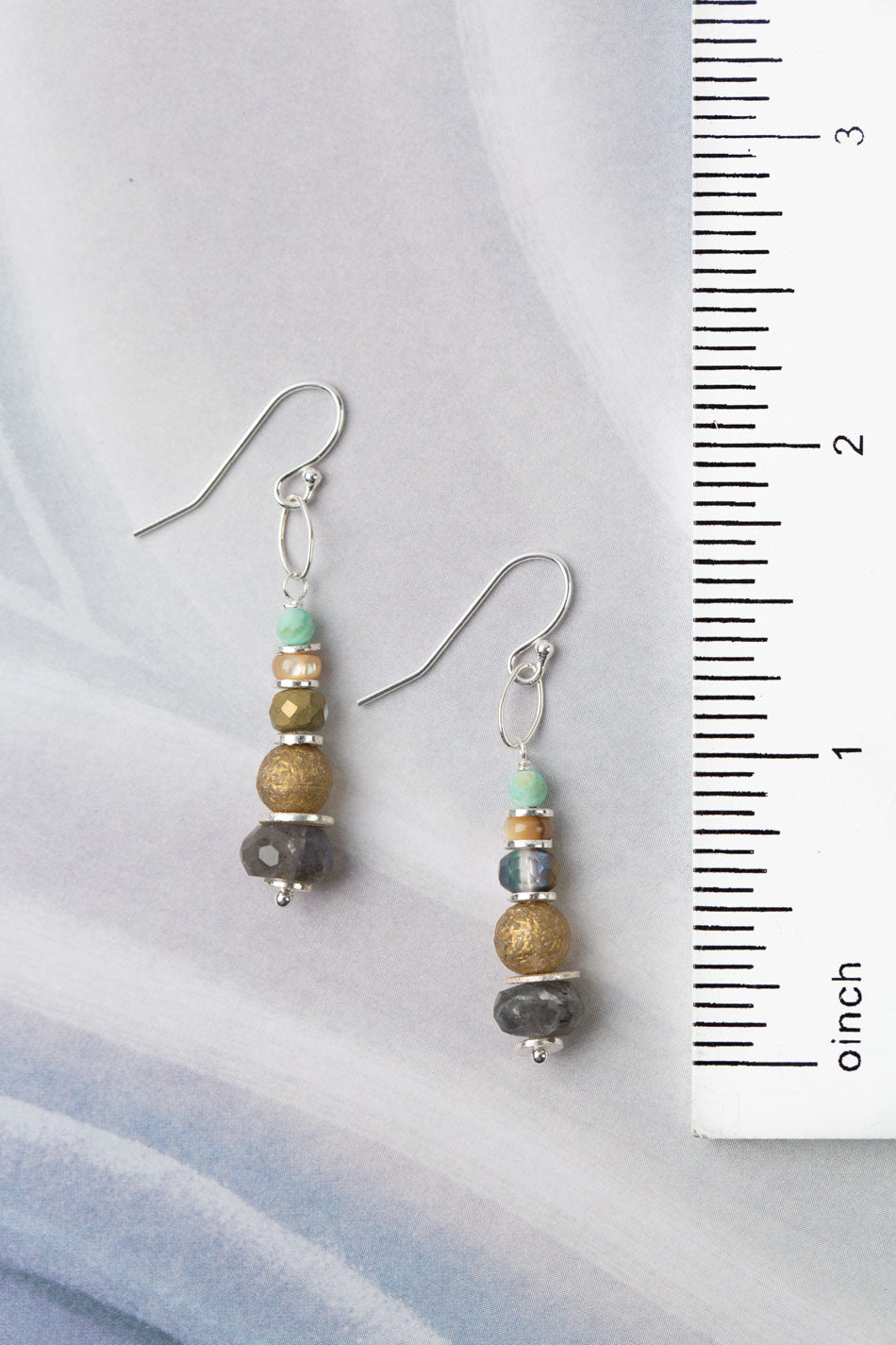 Mystic Stacked Labradorite Simple Earrings