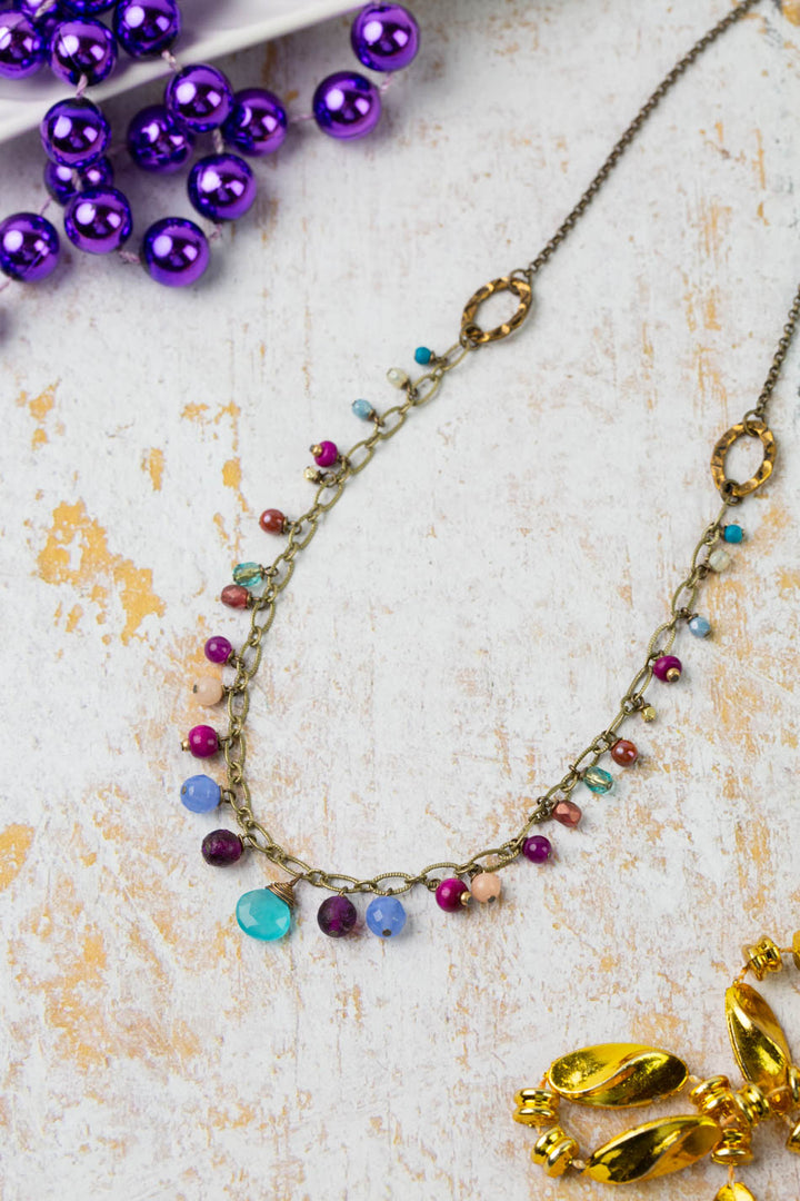Mardi Gras 25.5-27.5" Czech Glass, Jade, Chalcedony Statement Necklace