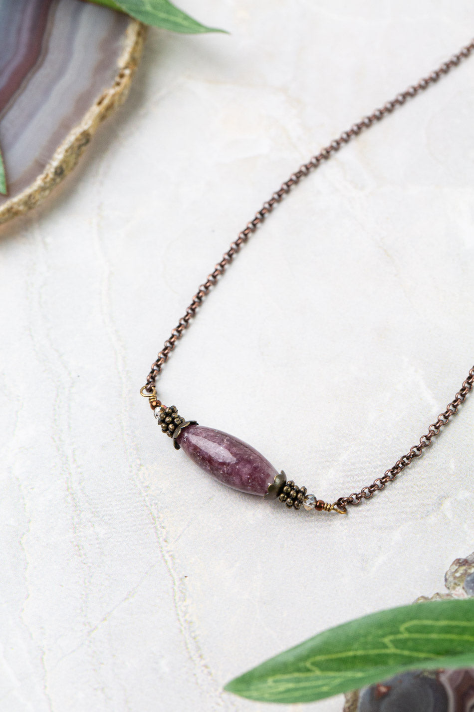 Mauve 16.5-18.5" Lepidolite Simple Necklace