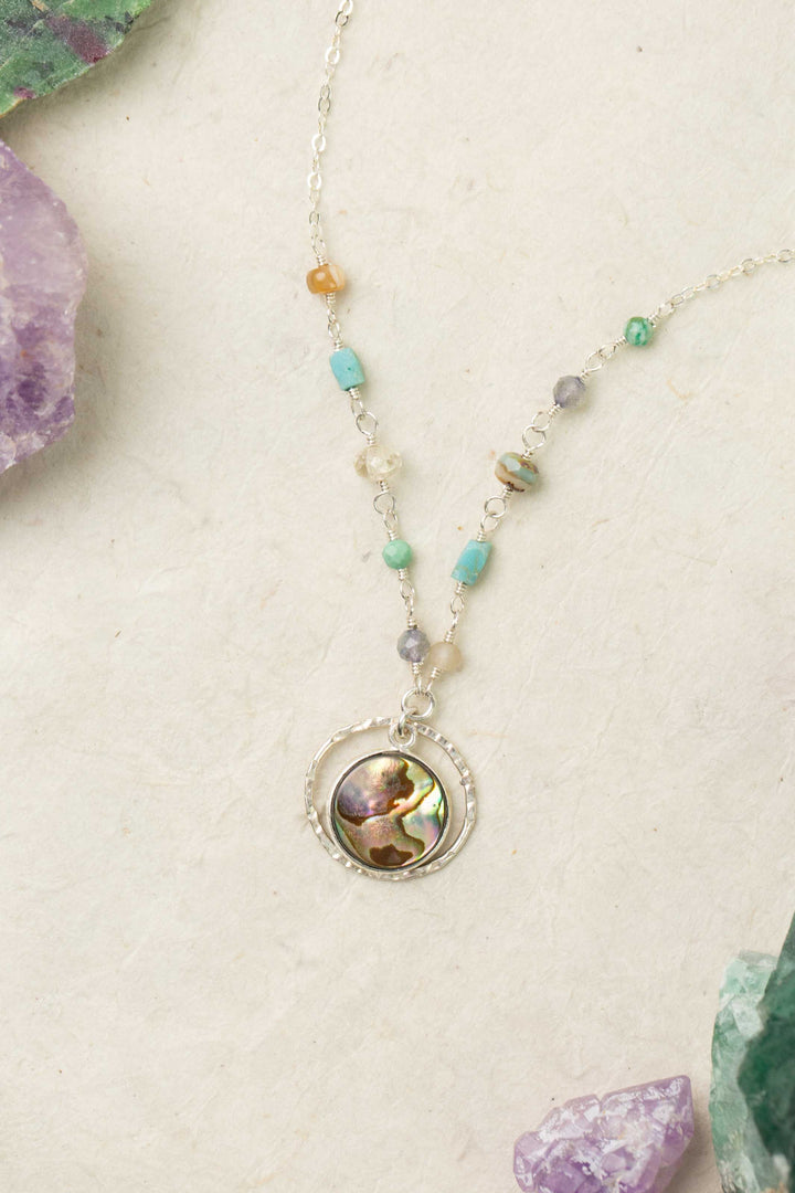 Mystic 16-18" Abalone And Turquoise Simple Necklace