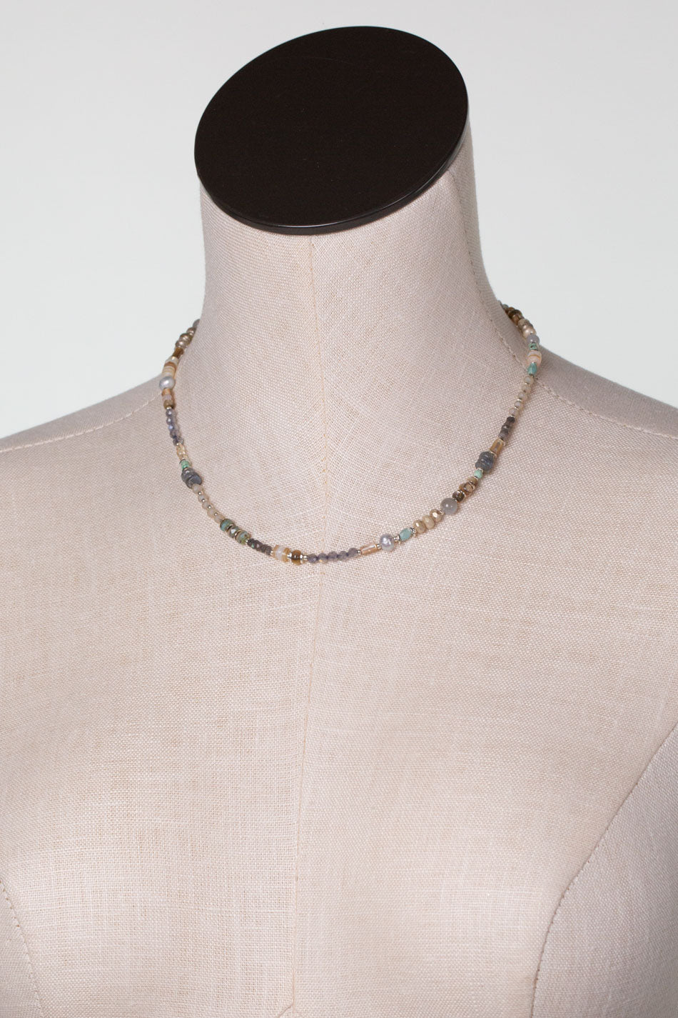 Mystic 16-18" Abalone, Turquoise, Czech Glass Simple Necklace