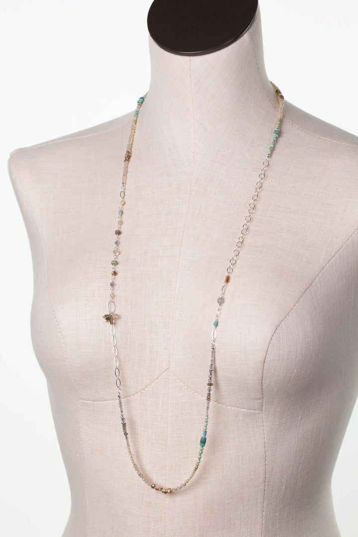 Mystic 37.5-39.5" Abalone, Turquoise, Labradorite Collage Necklace