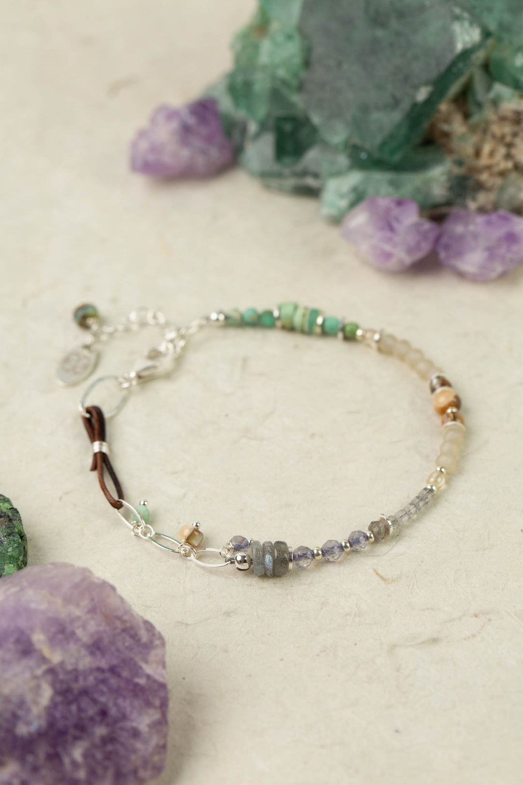 Mystic 7.5-8.5" Turquoise, Abalone, Labradorite Simple Bracelet