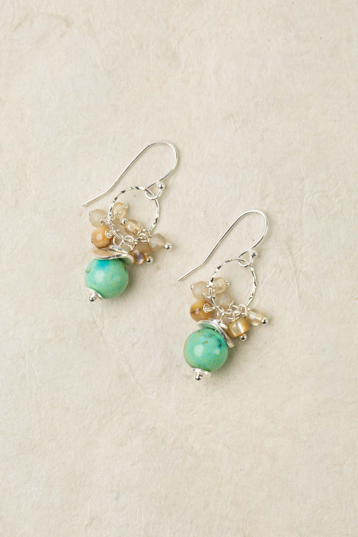 Mystic Turquoise, Abalone Cluster Earrings
