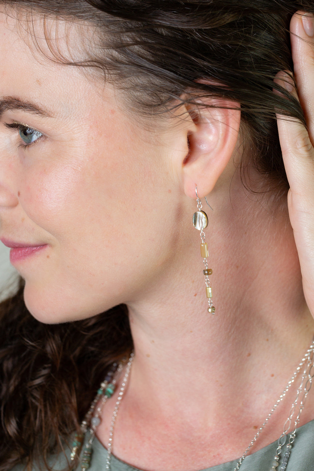 Mystic Abalone Dangle Earrings