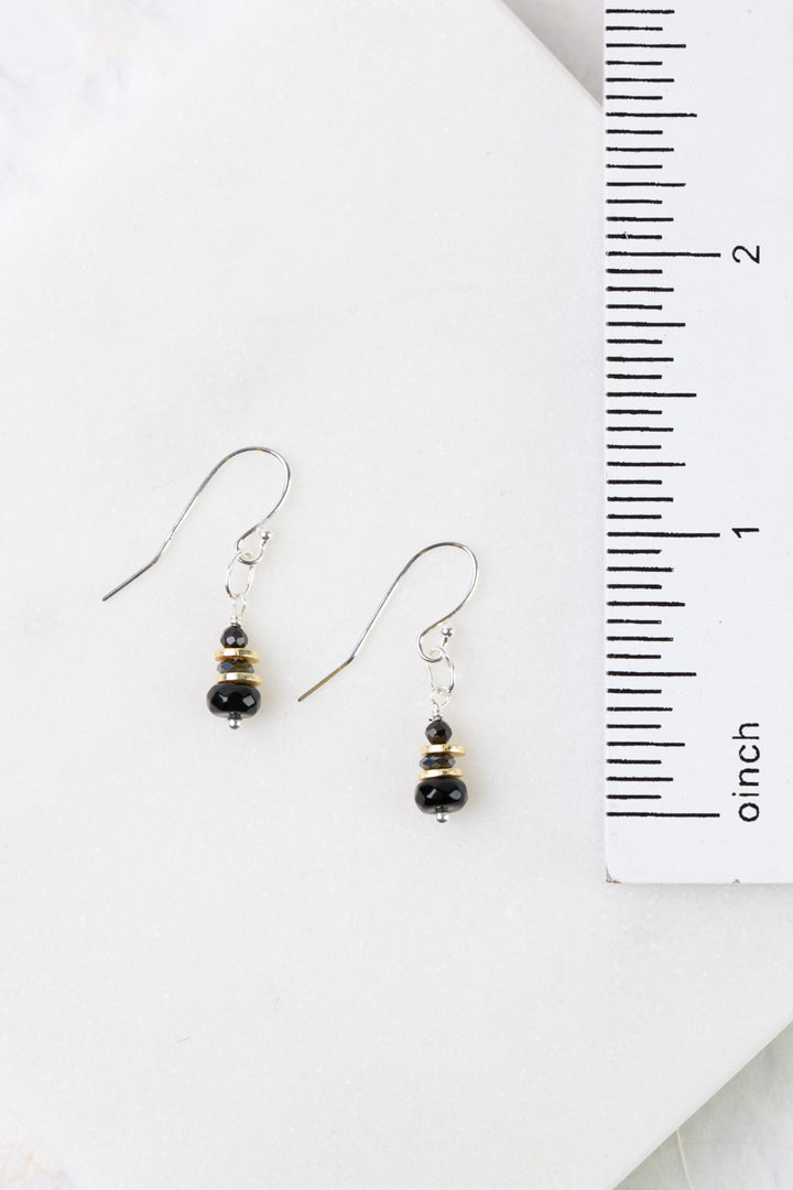 Nightfall Stacked Black Hematite Rondelle Simple Earrings