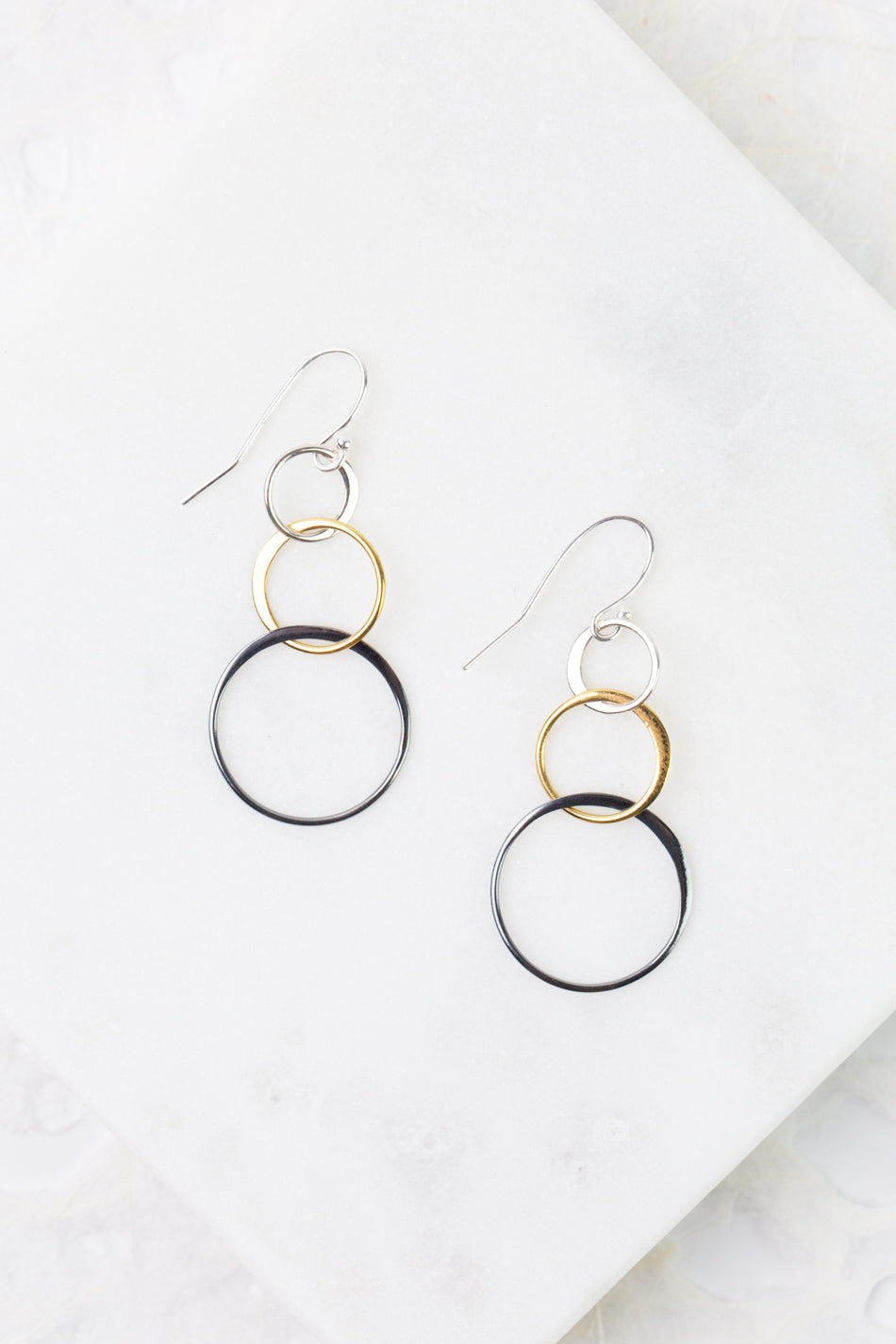 Nightfall Mixed Metal Circles Simple Earrings
