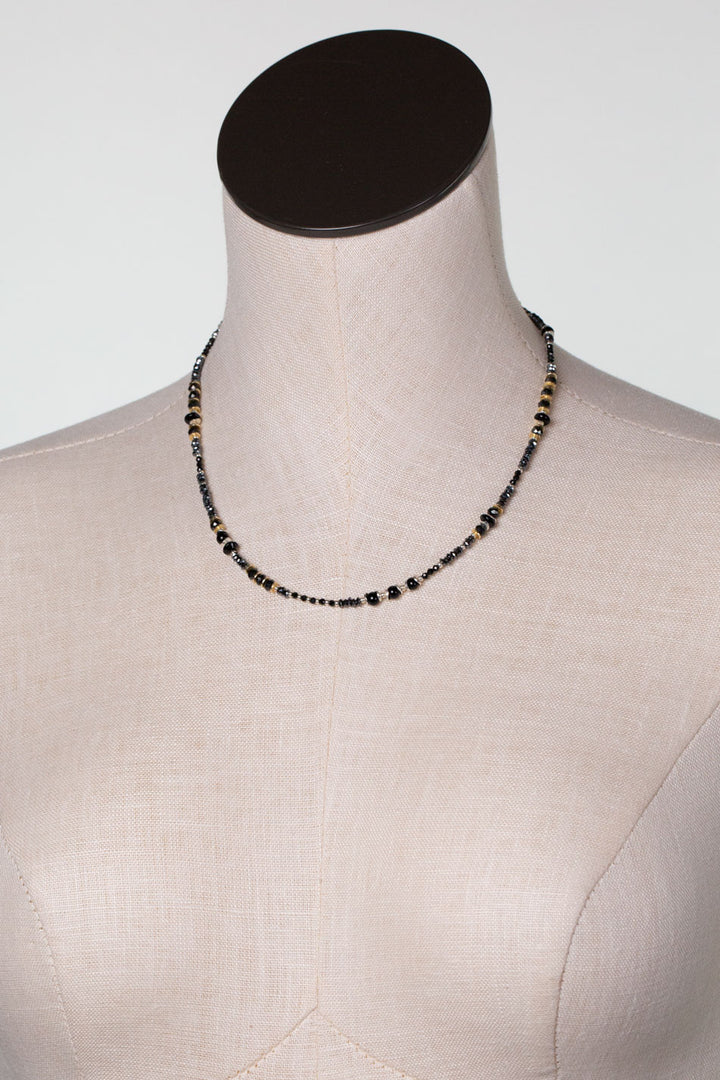 Nightfall 17-19" Black Onyx Rondelle Simple Necklace