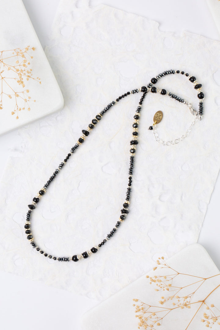 Nightfall 17-19" Black Onyx Rondelle Simple Necklace