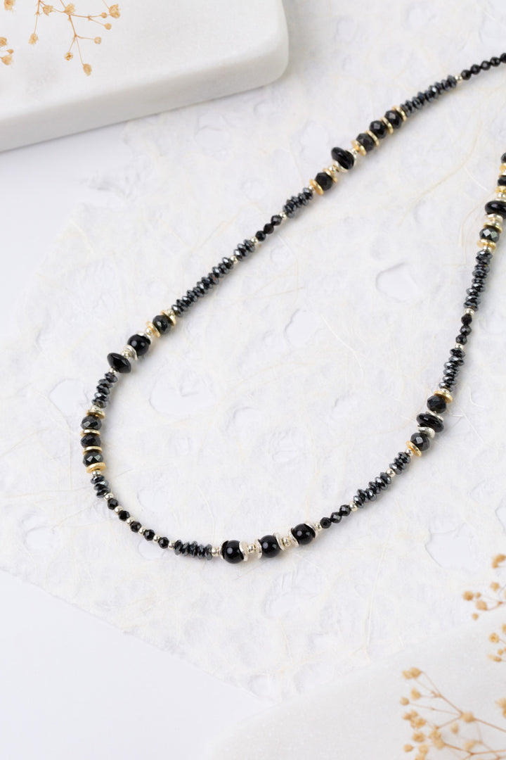 Nightfall 17-19" Black Onyx Rondelle Simple Necklace