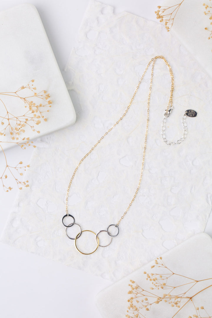 Nightfall 18-20" Mixed Metal Circles Simple Necklace