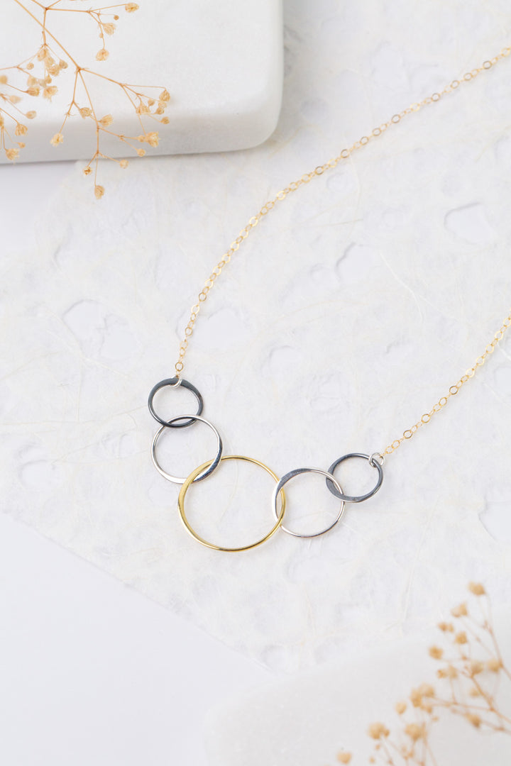 Nightfall 18-20" Mixed Metal Circles Simple Necklace