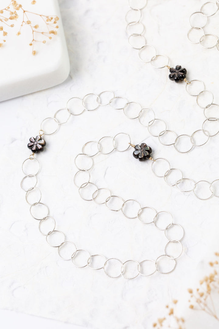 Nightfall 29-31" Abalone Flowers Simple Necklace