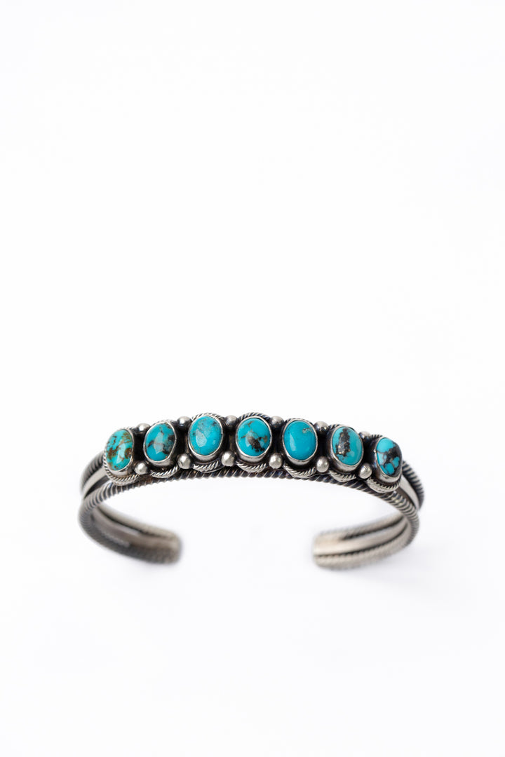 Paul Livingston Native American 5.5" Mesa Turquoise Statement Bracelet