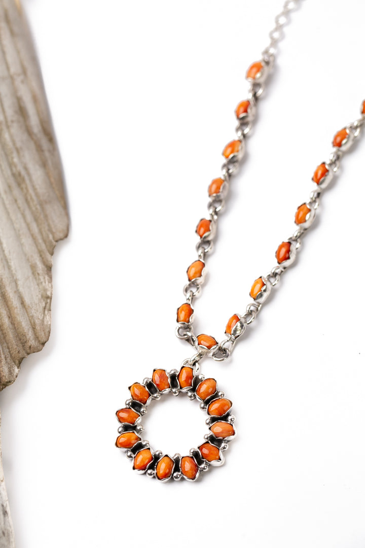 Betty Tom 20" Orange Spiny Oyster Statement Necklace