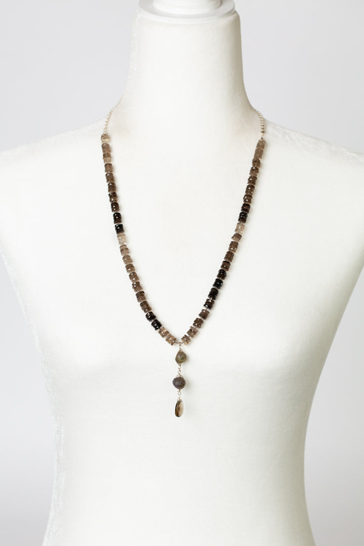 One Of A Kind 26-28" Labradorite With Smoky Quartz Statement Necklace