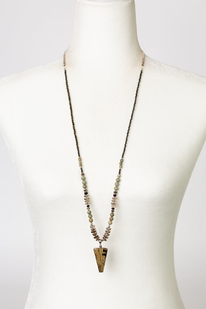 One Of A Kind 32.5-34.5" Smoky Quartz With Schalenblende Statement Necklace