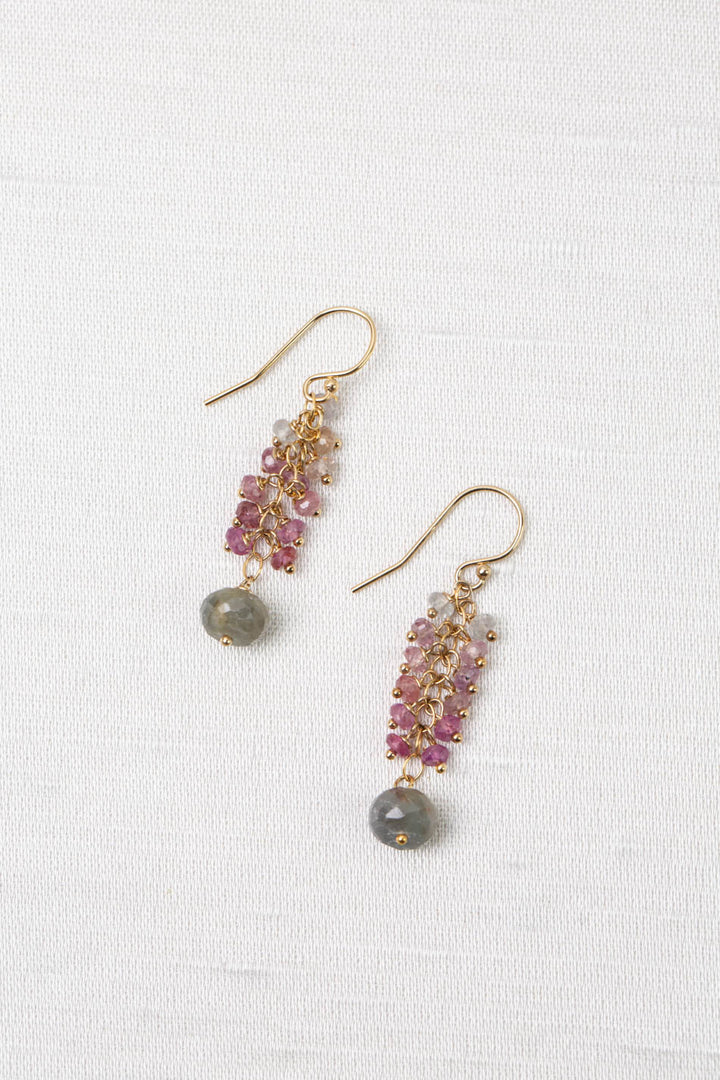 One Of A Kind Faceted Sapphire Cluster Earrings