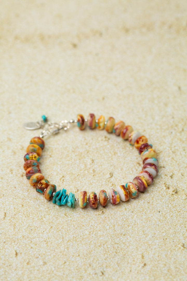 One Of A Kind 7.25-8.25" Spiny Oyster, Turquoise Simple Bracelet