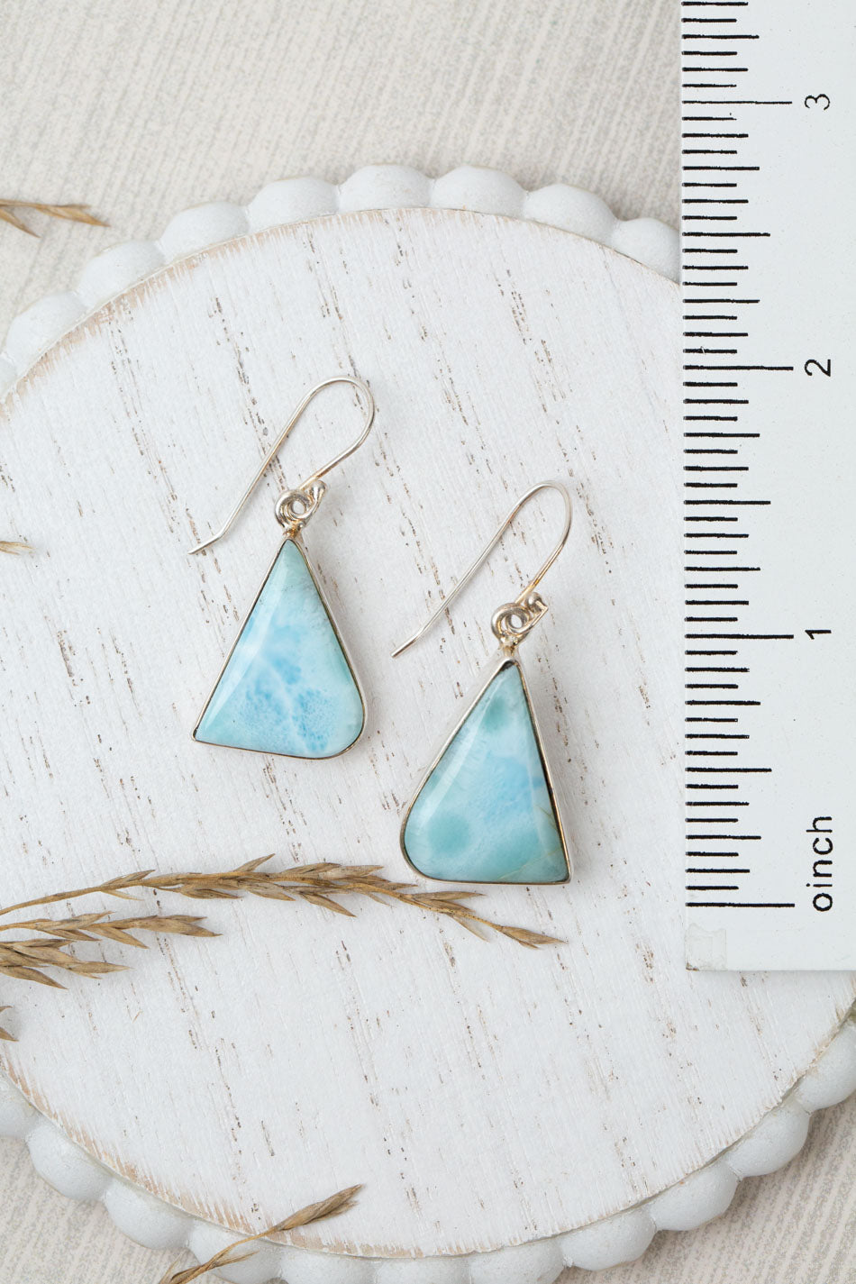 One Of A Kind Larimar Triangle Statement Earrings