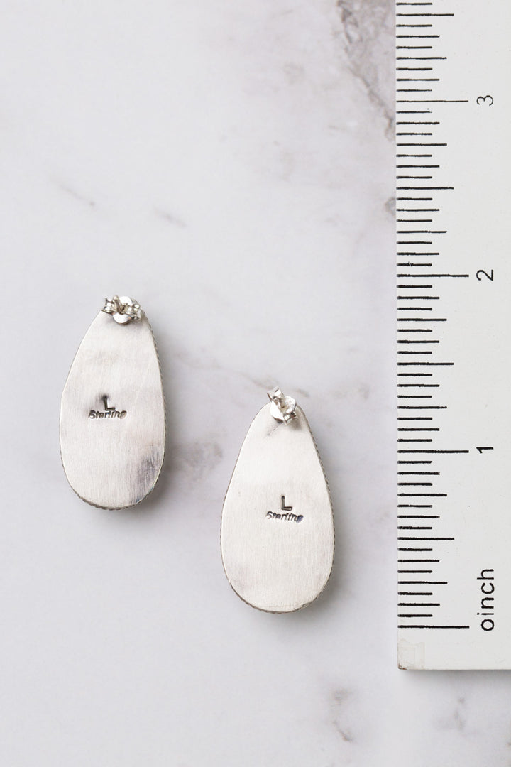 Native American Handmade Bumblebee Jasper Teardrop Pendant Stud Statement Earrings