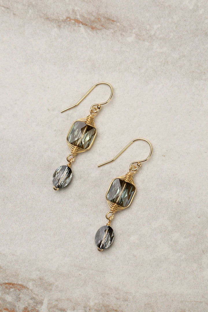 One Of A Kind Square Swarovski Diamond Herringbone Earrings