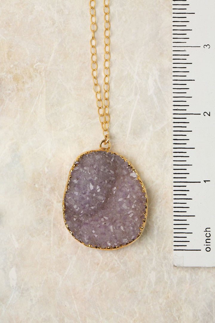 One Of A Kind 26.5-28.5" Amethyst Druzy Statement Necklace