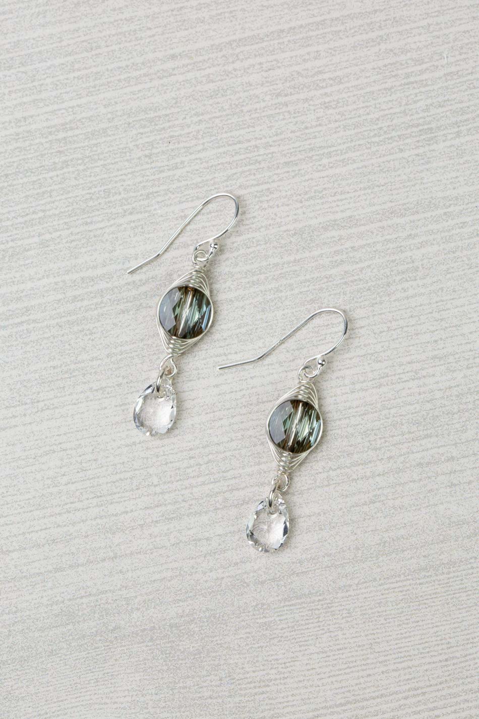 One Of A Kind Round Swarovski Diamond Herringbone Earrings