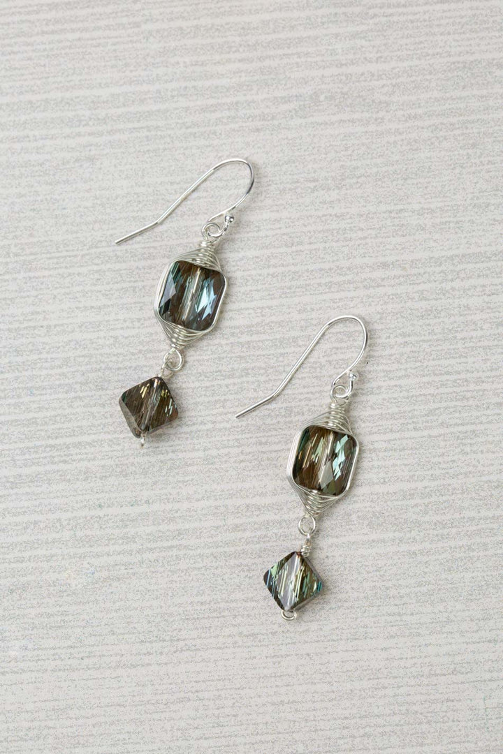 One Of A Kind Square Swarovski Diamond Herringbone Earrings