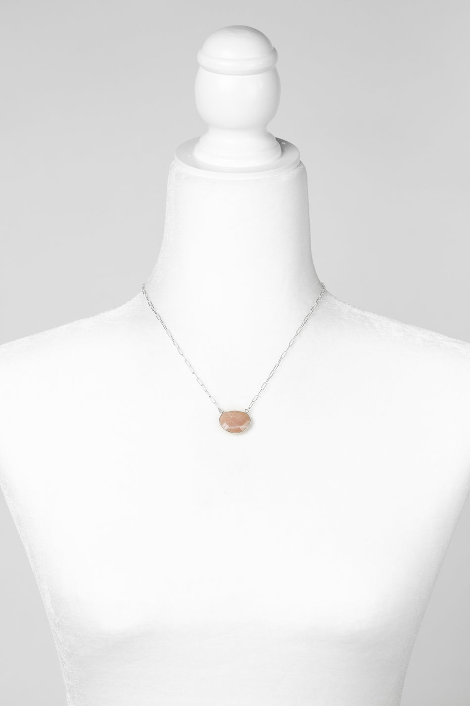 One Of A Kind 16.5-18.5" Peach Moonstone Simple Necklace