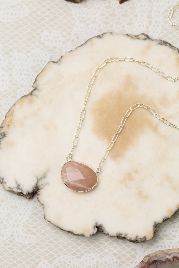 One Of A Kind 16.5-18.5" Peach Moonstone Simple Necklace