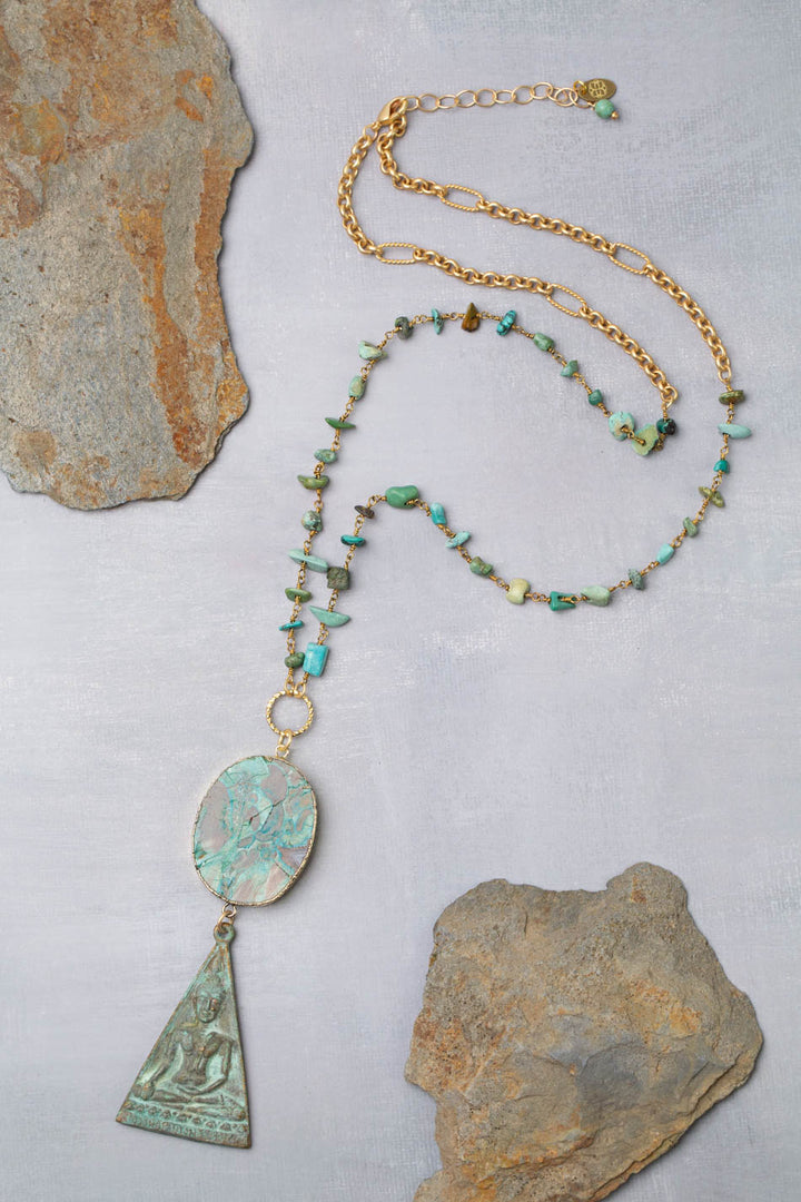 One Of A Kind 26.5-28.5" Turquoise With Mushroom Jasper Statement Necklace