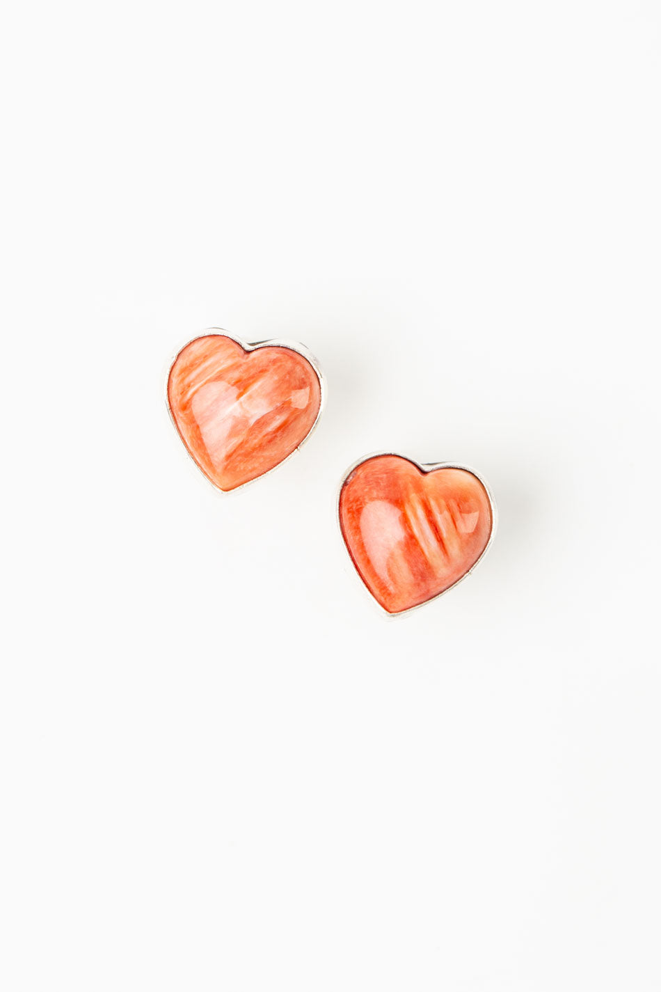 Native American Red Spiny Oyster Heart Statement Earrings