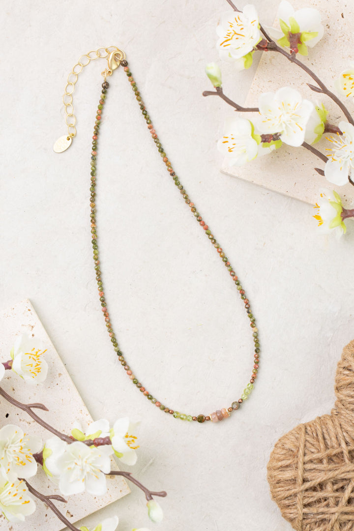 Dominion 15.5-17.5" Unikite And Moonstone Simple Necklace