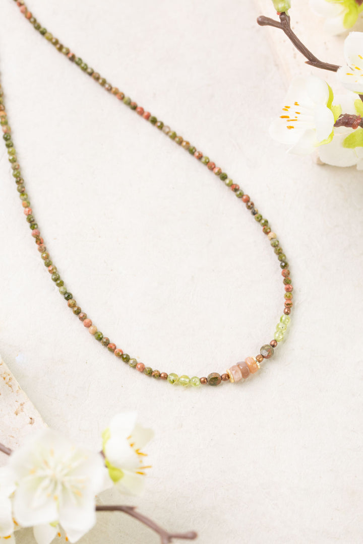Dominion 15.5-17.5" Unikite And Moonstone Simple Necklace