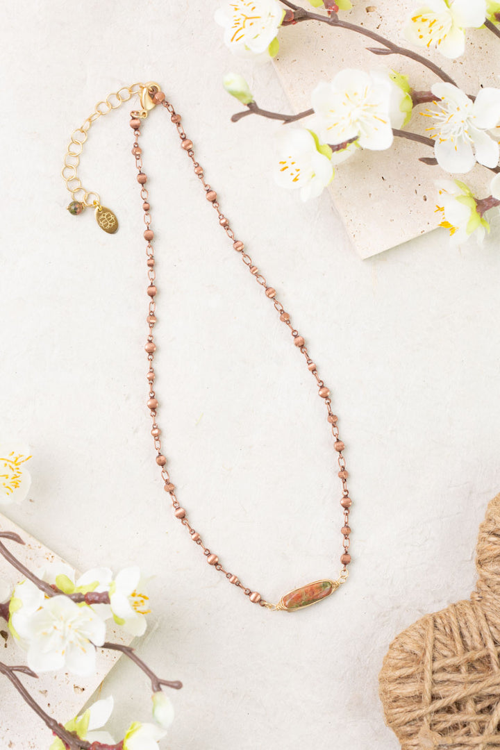 Dominion 15-17" Unikite And Copper Plated Brass Simple Necklace