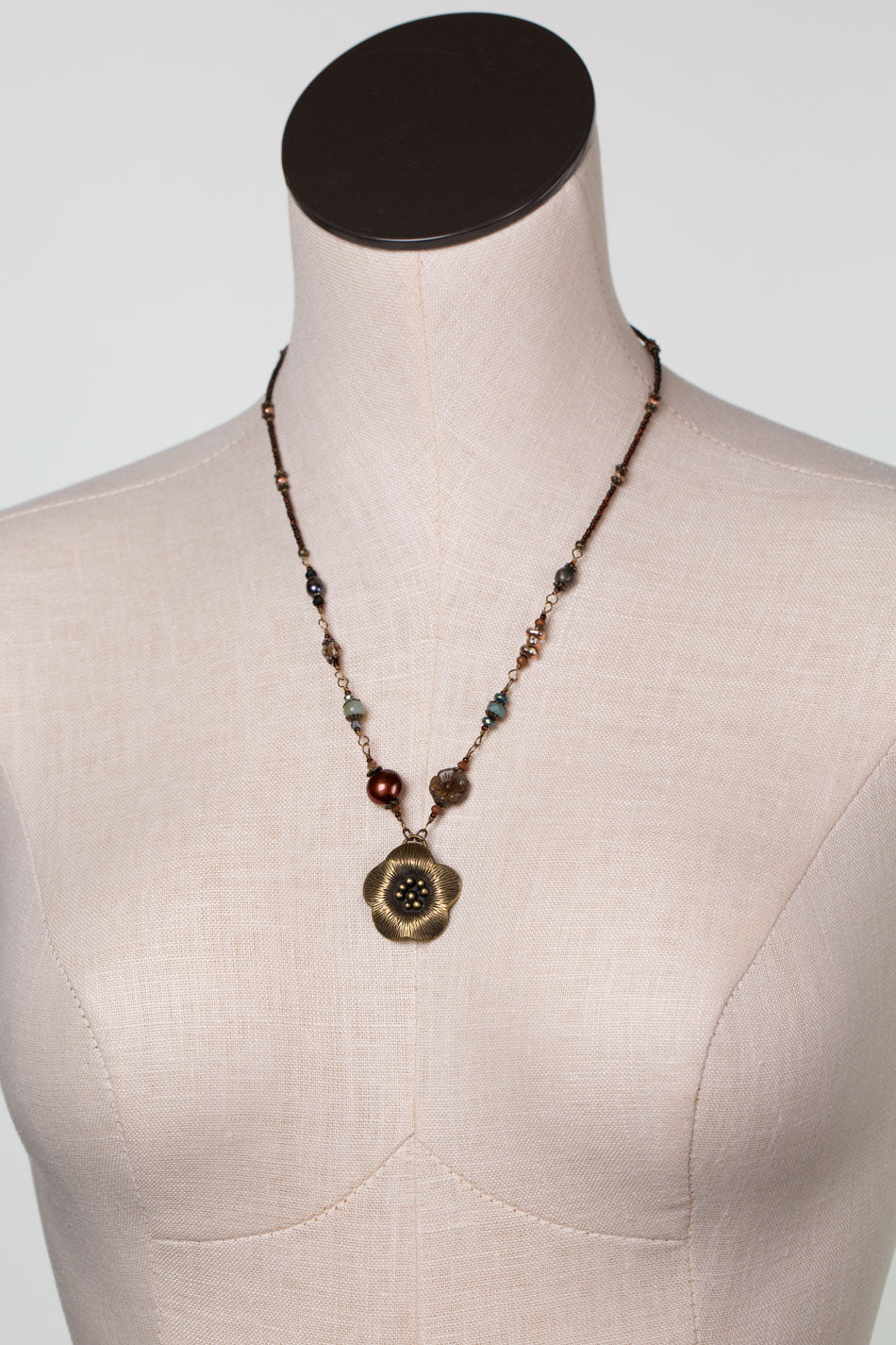 Crisp Autumn 20.5-22.5" Czech Glass, Crystal, Pearl Simple Necklace