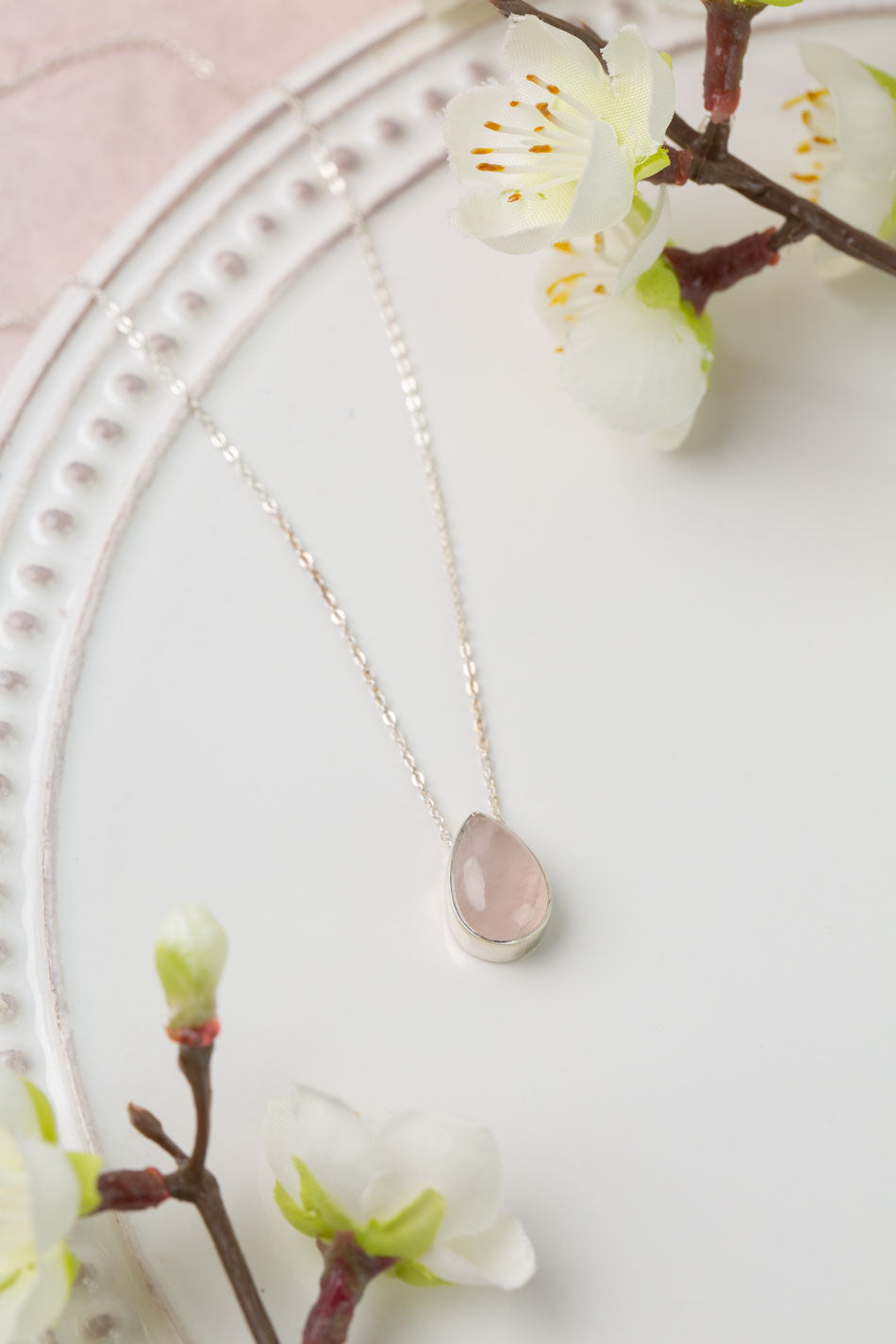 Blush 18.5-20.5" Rose Quartz Teardrop Simple Necklace