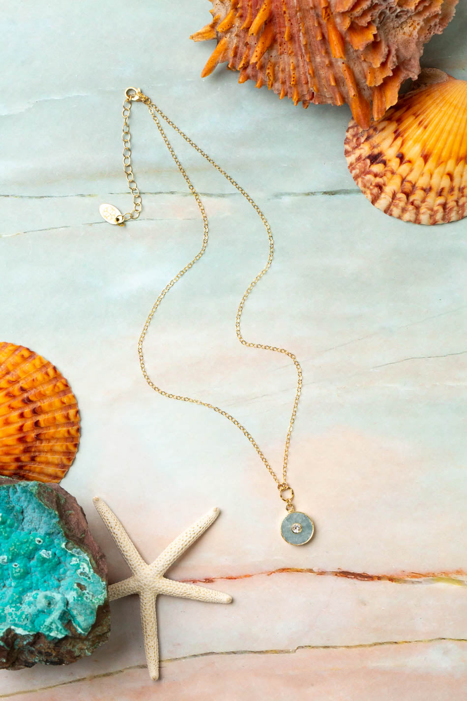 Ocean Waves 15.5-17.5" Aquamarine Simple Necklace