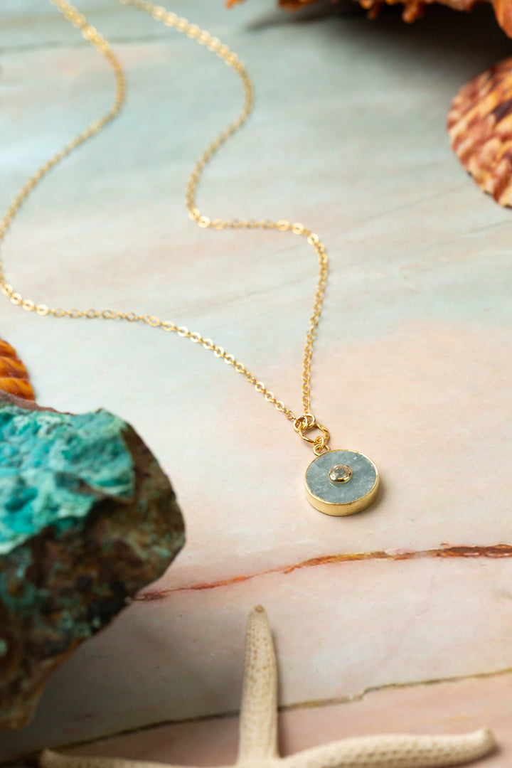 Ocean Waves 15.5-17.5" Aquamarine Simple Necklace