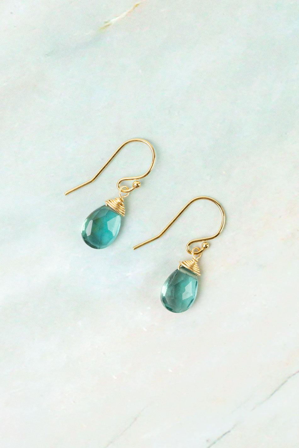 Ocean Waves Aqua Quartz Simple Earrings