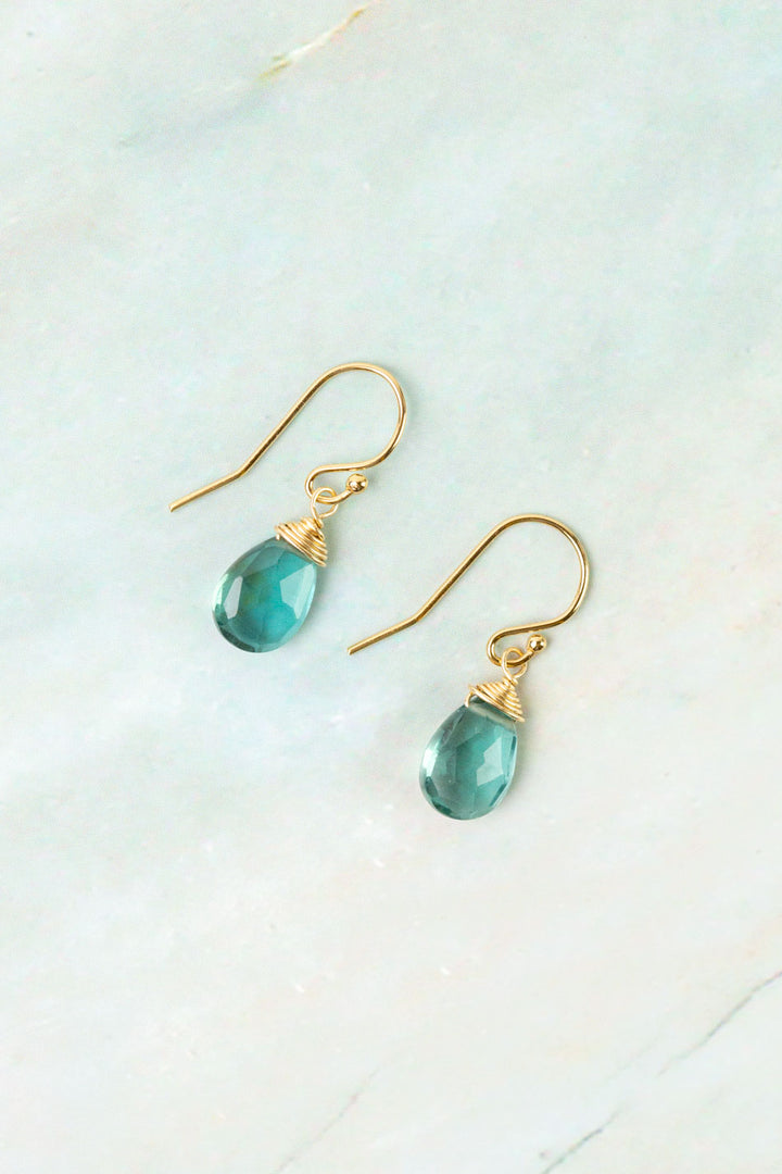 Ocean Waves Aqua Quartz Simple Earrings