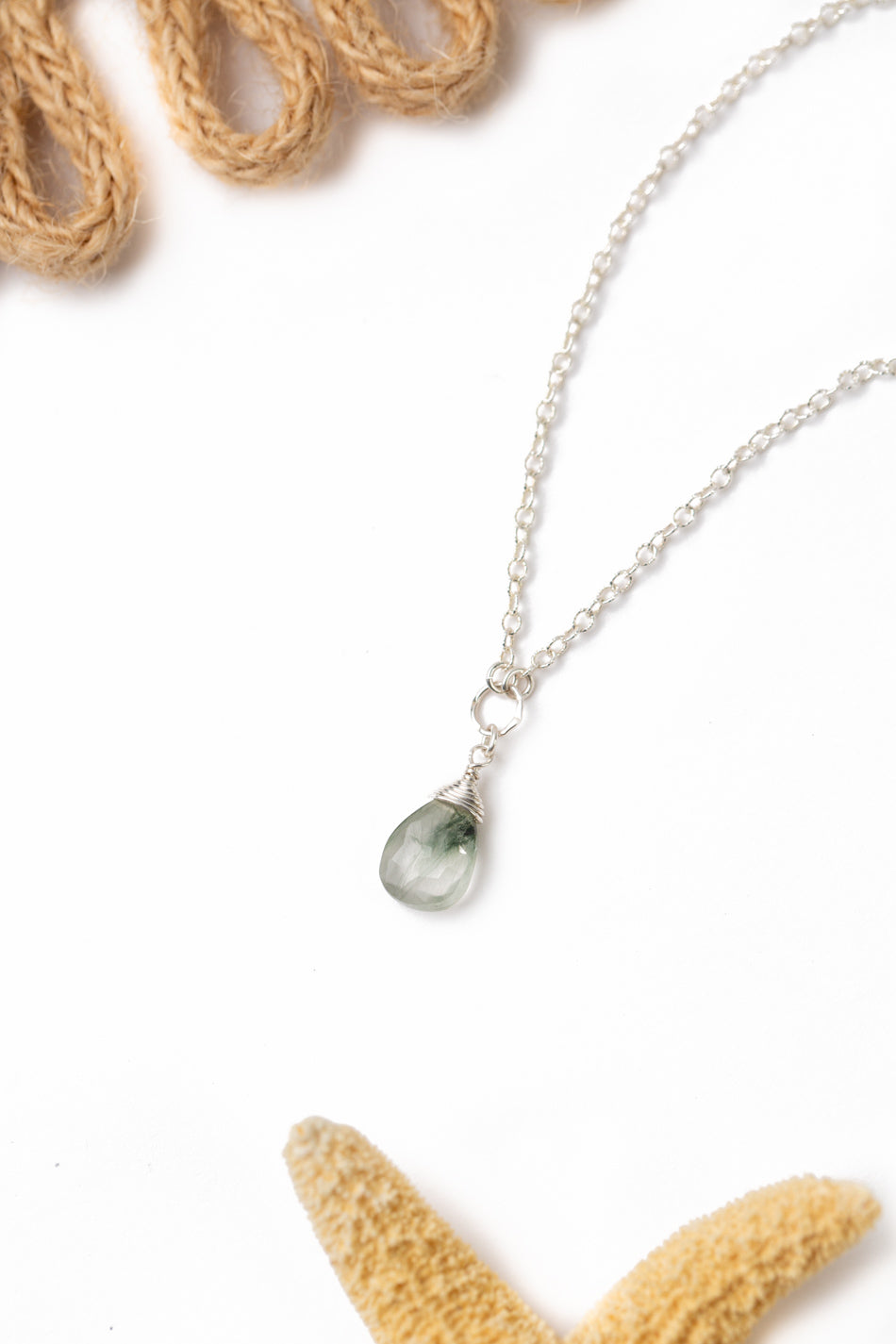 Pacifica 14.5-16.25" Faceted Chlorite Quartz Briolette Simple Necklace