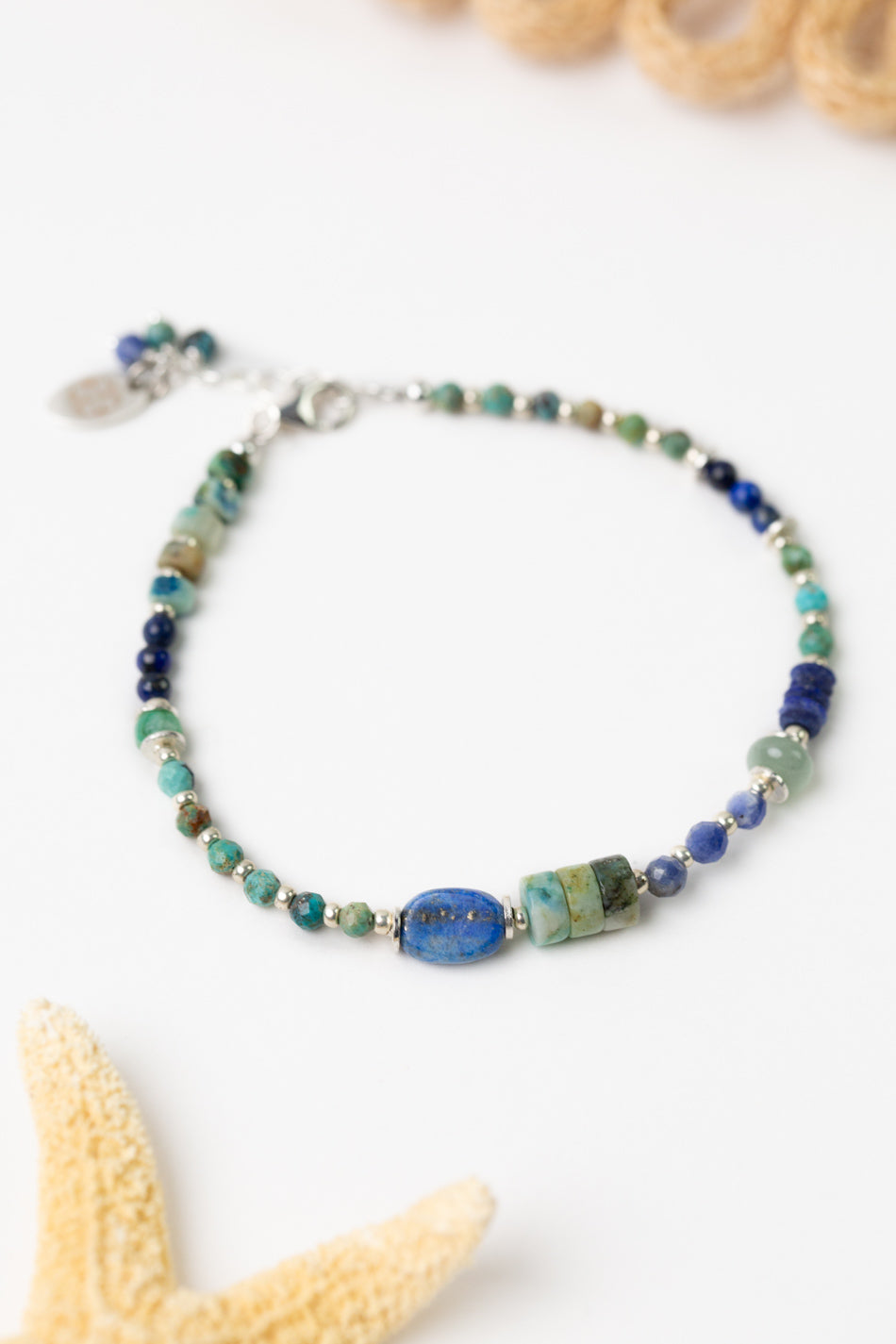 Pacifica 7.5-8.5" Lapis, Chrysocolla, Jasper Simple Bracelet