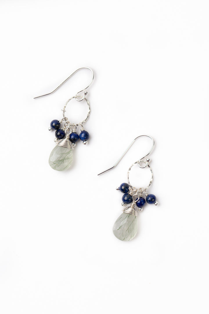 Pacifica Lapis Lazuli With Faceted Chlorite Quartz Briolette Cluster Earrings