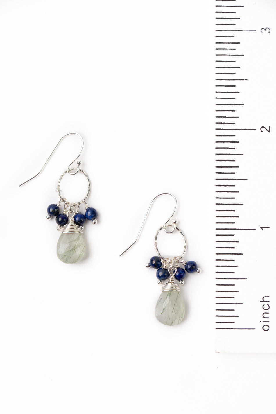 Pacifica Lapis Lazuli With Faceted Chlorite Quartz Briolette Cluster Earrings