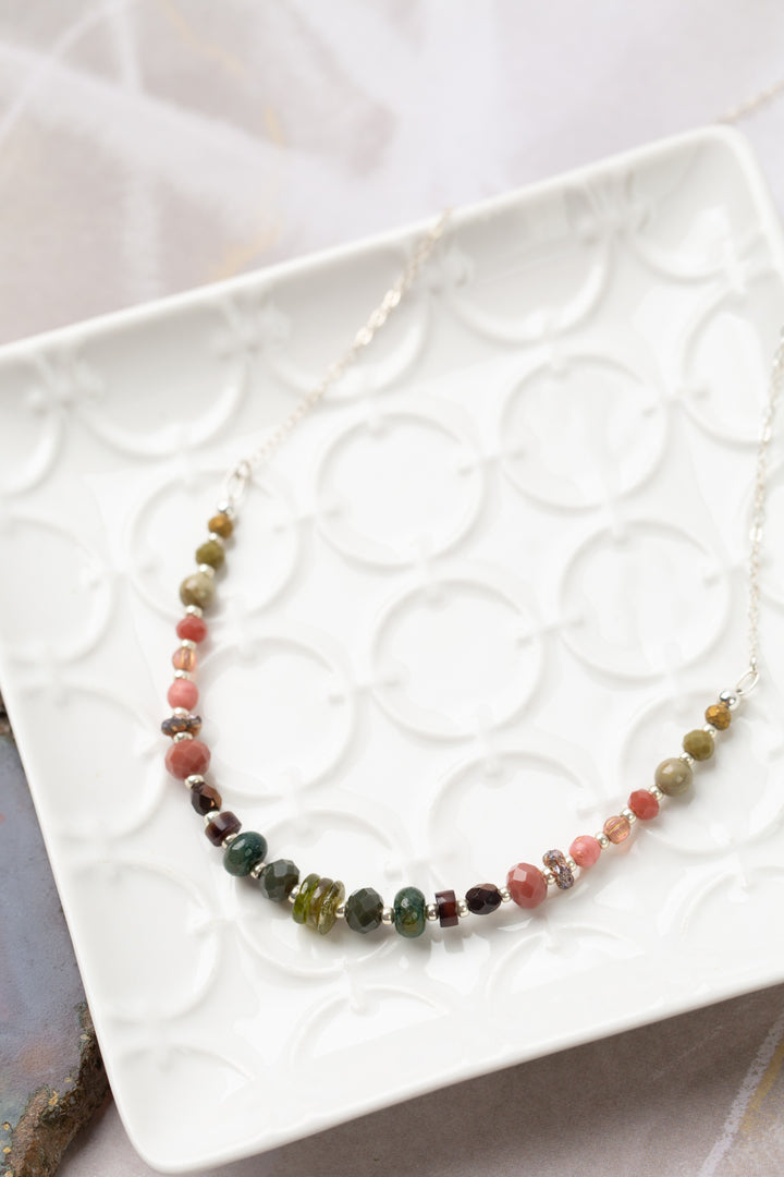 Promise 15.5-17.5" Aventurine, Czech Glass, Crystal Simple Necklace