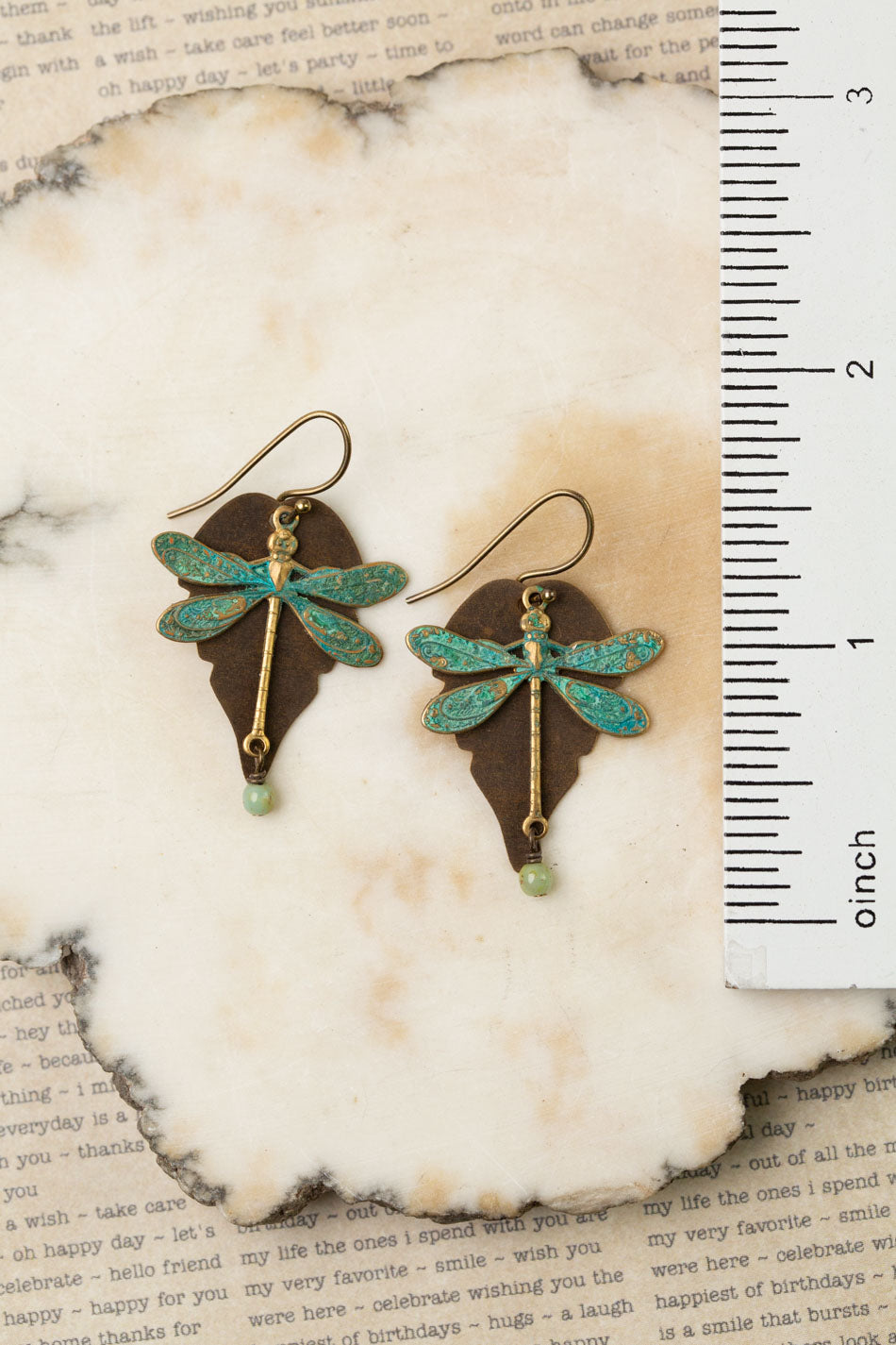 Rustic Creek Dragonfly Copper Leaf Earrings