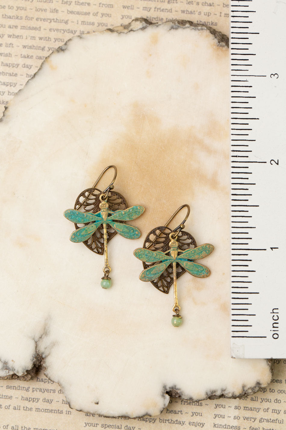 Rustic Creek Dragonfly Copper Leaf Earrings